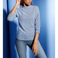 Shirt in Ripp-Optik, ecru-mittelblau-gestreift