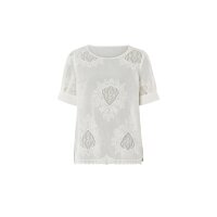 Blouse with transparent inserts and embroidery, champagne