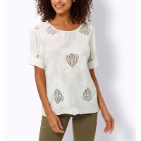 Blouse with transparent inserts and embroidery, champagne