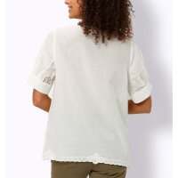 Blouse with transparent inserts and embroidery, champagne