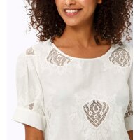 Blouse with transparent inserts and embroidery, champagne