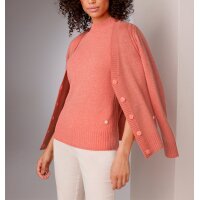 Merino-Kaschmir-Strickjacke, koralle-meliert