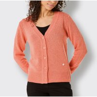 Merino-Kaschmir-Strickjacke, koralle-meliert