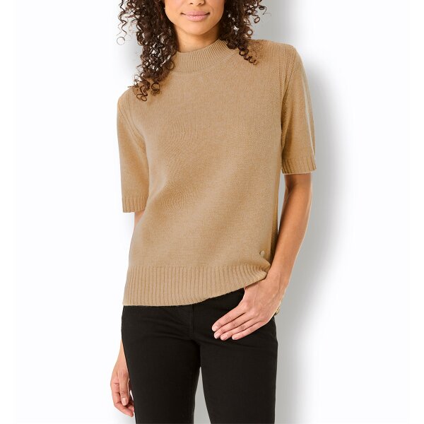 Merino-Kaschmir-Pullover, camel-meliert