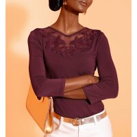3/4-Arm-Shirt m. Mesh-Einsatz, burgund