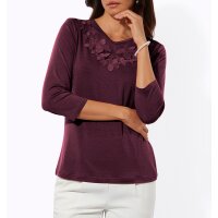 3/4-Arm-Shirt m. Mesh-Einsatz, burgund
