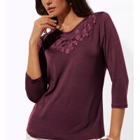 3/4-Arm-Shirt m. Mesh-Einsatz, burgund