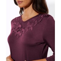 3/4-Arm-Shirt m. Mesh-Einsatz, burgund