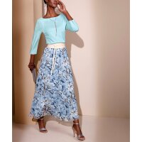 Georgette-Schlupfrock, hellblau-ecru-bedruckt