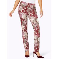 5-Pocket-Jeans m. Blütenprint, dunkelrot-bedruckt