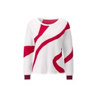 Jacquardmuster-Pullover, weiß-rot