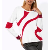 Jacquardmuster-Pullover, weiß-rot