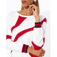 Jacquardmuster-Pullover, weiß-rot
