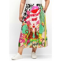 Maxi satin skirt, leaf green patterned