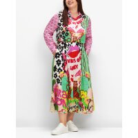 Maxi satin skirt, leaf green patterned