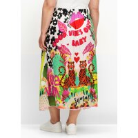 Maxi satin skirt, leaf green patterned