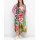 Maxi satin skirt, leaf green patterned
