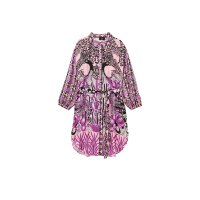 Satin shirt dress, pink patterned