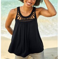 Shirttop mit Häkeleinsatz, schwarz