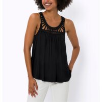 Shirttop mit Häkeleinsatz, juodas