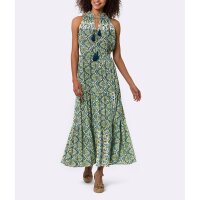 Maxi-Druckkleid, blaugrün-gelb
