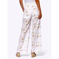 Druckhose mit Lochstickerei, weiß-camel