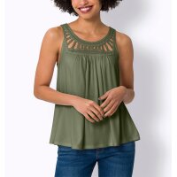 Shirttop mit Häkeleinsatz, khaki