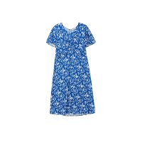 Sommerkleid mit Knotendetail, kobalt-bedruckt