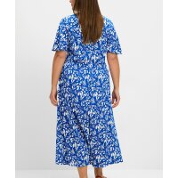 Vasarinė suknelė su mazgo detaliu, kobaltinė-su spauda