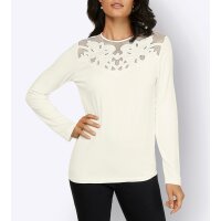 Shirt m.Blüten-Applikation, ecru