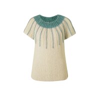 Bändchengarn-Pullover, weiß-türkis