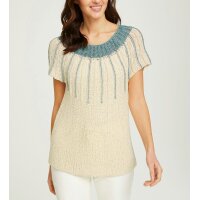 Ribbon Yarn Pullover, white-turquoise