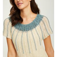 Ribbon Yarn Pullover, white-turquoise