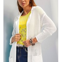 Ajour Pattern Knit Coat, ecru