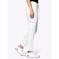 Schlupfhose m.Cargotaschen und Glitzersteinen, ecru