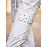 Schlupfhose m.Cargotaschen und Glitzersteinen, ecru