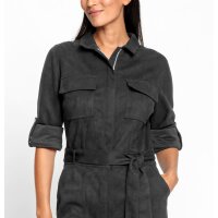 Jumpsuit in Suede Look, black
