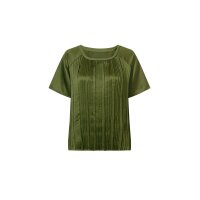 Bluse m. Plissee-Falten, oliv