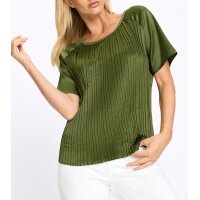 Bluse m. Plissee-Falten, oliv