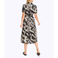 Hemdblusenkleid mit Bindegürtel, schwarz-champagner-bedruckt