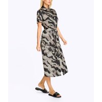 Hemdblusenkleid mit Bindegürtel, schwarz-champagner-bedruckt