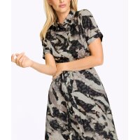 Hemdblusenkleid mit Bindegürtel, schwarz-champagner-bedruckt