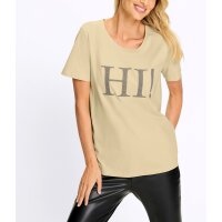 Shirt m. Zierperlen-"Hi!"-Schriftzug, sand