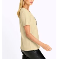 Shirt m. Zierperlen-"Hi!"-Schriftzug, sand
