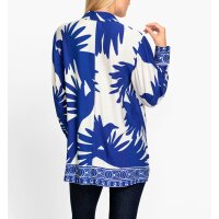 Bluse m. Bordüren-Druck, royalblau-ecru