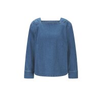 Jeansbluse mit Carré-Ausschnitt, blue-stone-washed