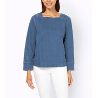 Jeansbluse mit Carré-Ausschnitt, blue-stone-washed
