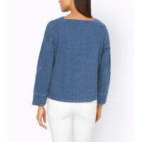 Jeansbluse mit Carré-Ausschnitt, blue-stone-washed