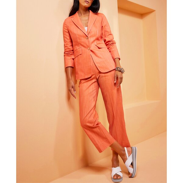 Stretch trouser suit, orange-champagne-marl