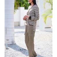 Spodnie cargo z satyny, taupe